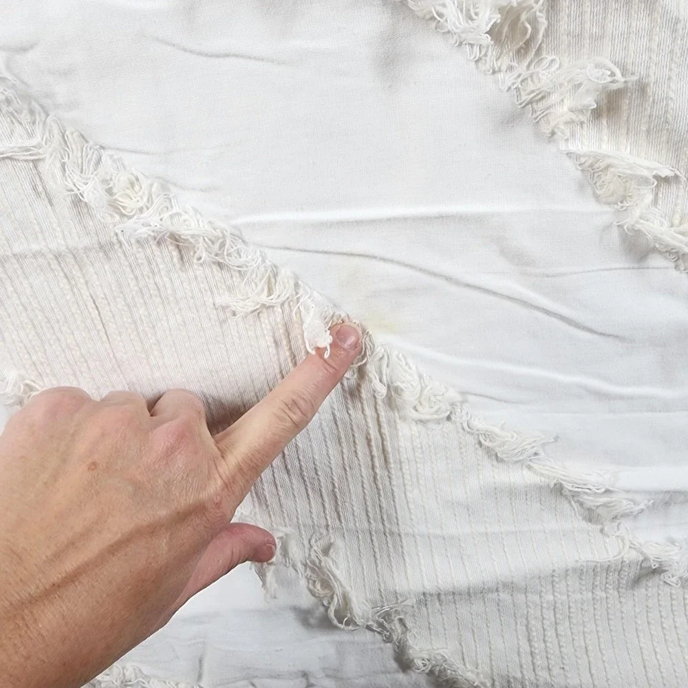 Opalhouse‎ Tufted Textured Stripe Duvet Cover Full/Queen Ivory Boho Fringe